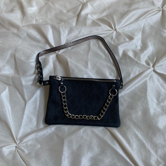 NWOT Michael Kors Gray Logo Print Synthetic/Leather Belt Bag sz S - Picture 1 of 7